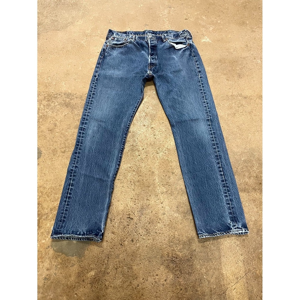 Levi's 501 Original Straight Leg Jeans Mens 38x34‎ Blue Denim Dark Wash Cotton